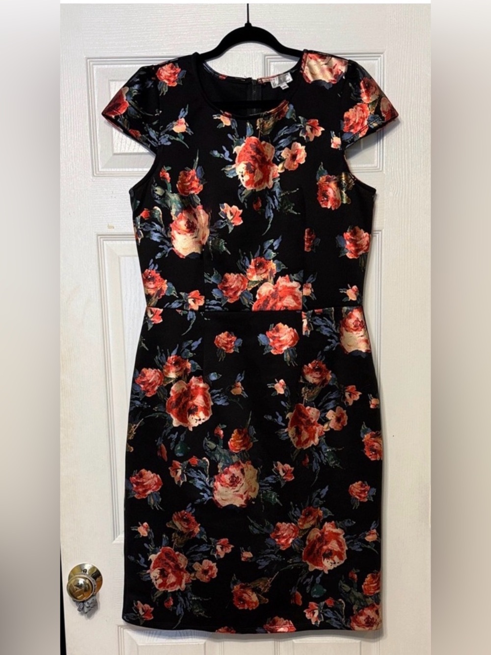 Olivia Matthews Dress 14 Black Rose Floral Moody Romantic Goth Noir Dark Femme